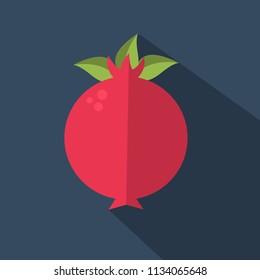 Pomegranate icon in flat style on blue background