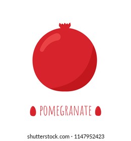 Pomegranate icon flat style. Tropical fruits isolated on white background. Natural organic food concept. Fresh fruits vector illustration. Easy to edit template for your design projects.