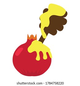 Pomegranate icon with honey. Fruit icon - Vector