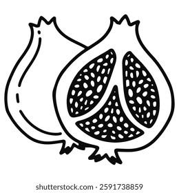 pomegranate icon with line art style