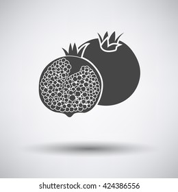 Pomegranate icon on gray background with round shadow. Vector illustration. 