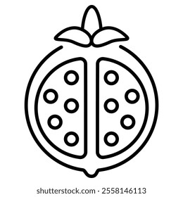 Pomegranate icon outline Fruit isolate illustration vector