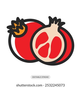 Pomegranate icon, tropical fruit symbol on white background - vector illustration