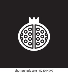 Pomegranate icon vector, filled flat sign, solid pictogram isolated on black, logo illustration
