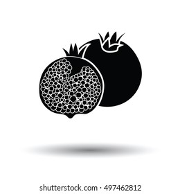 Pomegranate icon. White background with shadow design. Vector illustration.