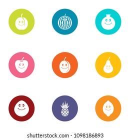 Pomegranate icons set. Flat set of 9 pomegranate vector icons for web isolated on white background
