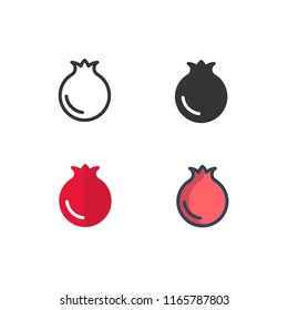 pomegranate icons vector with different style