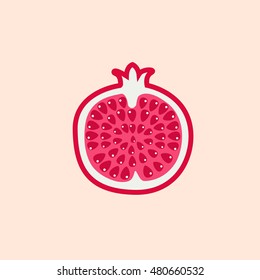 Pomegranate illustration. Garnet icon.