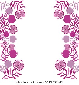 pomegranate illustration vector fruit pattern frame invitation card