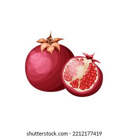 Pomegranate isolated on white background. Pomegranate flat icon.