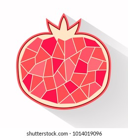 Pomegranate isolated Part Flat Design Vector Illustration