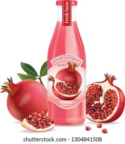 pomegranate juice bottle.illustration vector