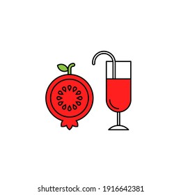 Pomegranate juice flat vector icon. Cocktail flat vector icon