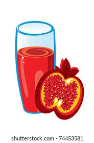 Pomegranate juice. Illustration on white background for design