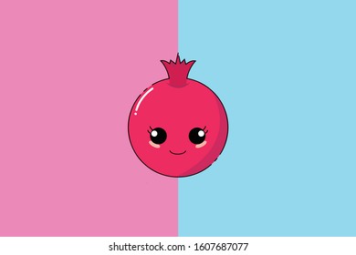 Pomegranate Kawaii Cute Illustration Character