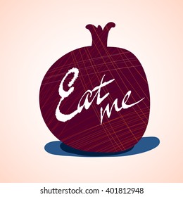 Pomegranate with lettering