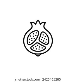 Pomegranate line icon isolated on white background