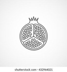 Pomegranate Line Icon On White Background