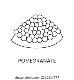 Icono de línea granada en vector, ilustración de fruto