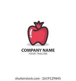 Logotipo de granada con espacio negativo en forma de un interior dental, muy adecuado para la salud como un logotipo dental.