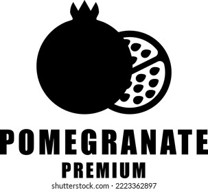 Logo de la granada, vector. Logotipo de granada en negro y texto Prima de granada.