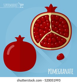 Pomegranate.  Long shadow flat design vector icon.