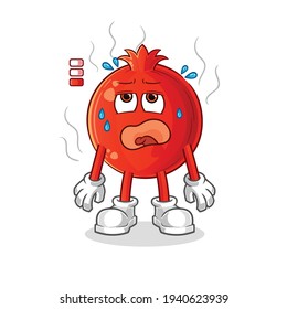 pomegranate low battery mascot. cartoon vector