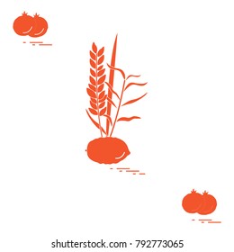 Pomegranate and Lulav - symbolic attribute of the holiday of Sukkot. Jewish traditions and symbols. Design for postcard, banner, poster or print.