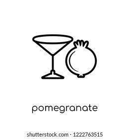 pomegranate martini icon. Trendy modern flat linear vector pomegranate martini icon on white background from thin line Drinks collection, outline vector illustration