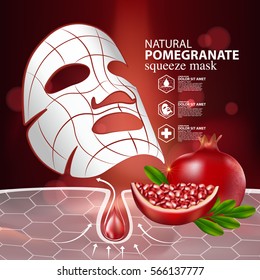 Pomegranate Mask Serum Moisture Skin Care Cosmetic.