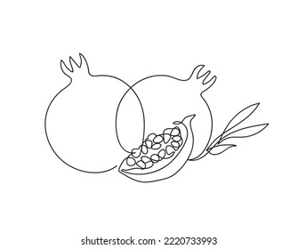 Pomegranate. Modern single line art drawing. Happy Shana tova continuous line draw design vector illustration