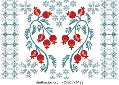 Pomegranate Navajo tribal vector seamless pattern. Native American ornament. Ethnic South Western decor style. Ikat Boho geometric ornament. Vector seamless pattern. Mexican blanket, rug. Woven carpet