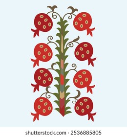Pomegranate - often used in oriental ornaments, this is part of suzani carpet, a traditional home interior element in countries of the Central Asian region.	