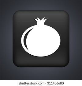 Pomegranate on Black Square Button