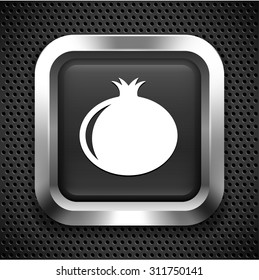 Pomegranate on Black Square Button