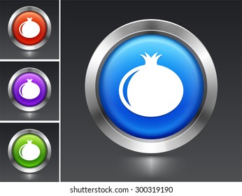 Pomegranate on Blue Round Button
