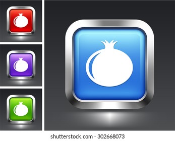 Pomegranate on Blue Square Button