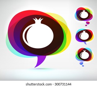 Pomegranate on Colorful Speech Bubble