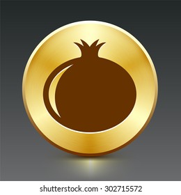Pomegranate on Gold Round Button