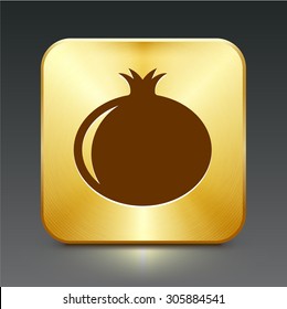 Pomegranate on Gold Square Button