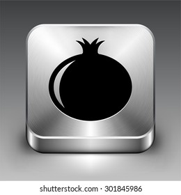 Pomegranate on Silver Square Button