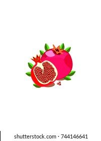 Pomegranate on white background