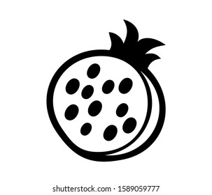 
Pomegranate on a white background. Flat illustration of fruit icon. Food