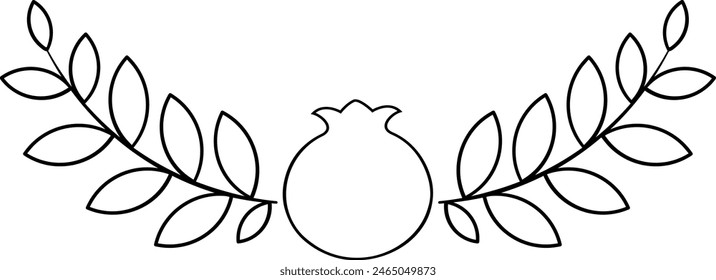 Pomegranate outline linear black vignette