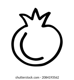 Pomegranate outline sketch isolated on white background. Vector illustration.
