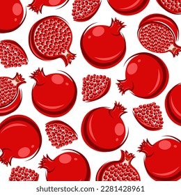 Pomegranate pattern background set. Collection icon pomegranate. Vector