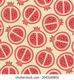 Pomegranate Pattern Background. Social Media Post. Fruits Vector Illustration. 