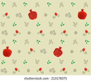 Pomegranate Pattern - Decorative pattern of pomegranate and leaves. Eps10