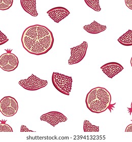 Pomegranate pattern, Happy and sweet New Year Shana Tova with pomegranates and seeds on pomegranate pattern