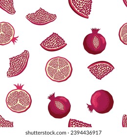 Pomegranate pattern, Happy and sweet New Year Shana Tova with pomegranates and seeds on pomegranate pattern